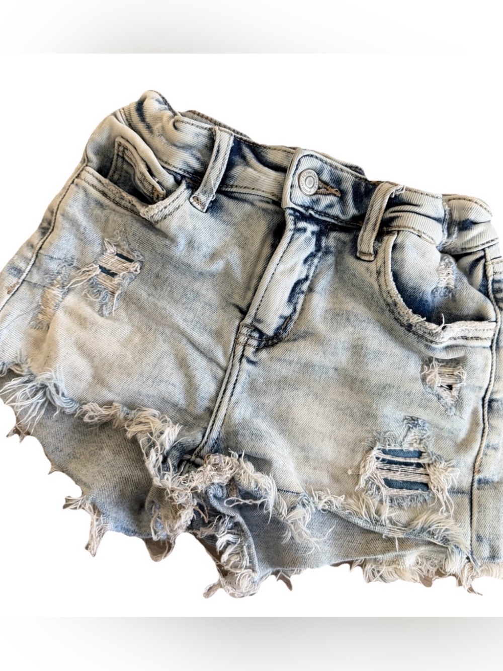 FLYING MONKEY YOUTH Girls Acid Washed Distressed Denim Cut Off Jean Shorts 12 - Picture 3 of 8